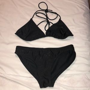 I am selling a black with gold shimmer bikini set.